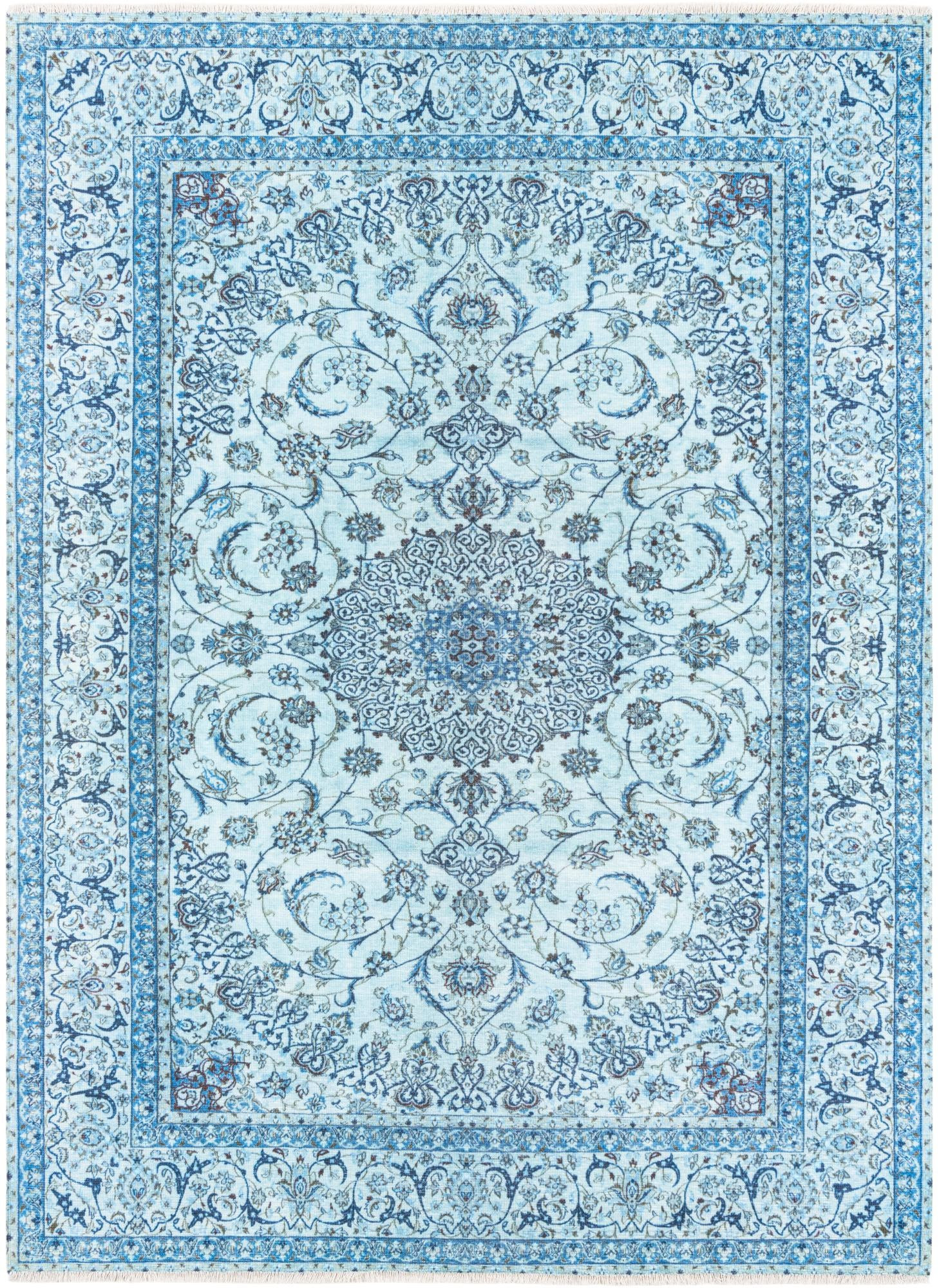 5' 1 x 7' 10 Haworth · Border rug, blue