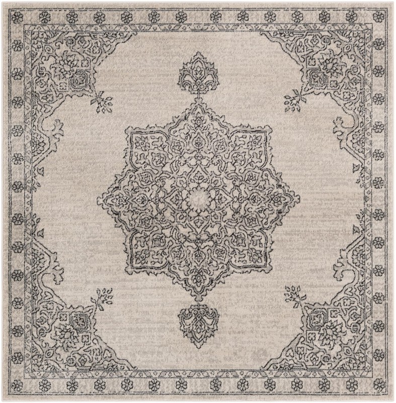 6' x 6' Wade · Medallion rug, ivory and gray