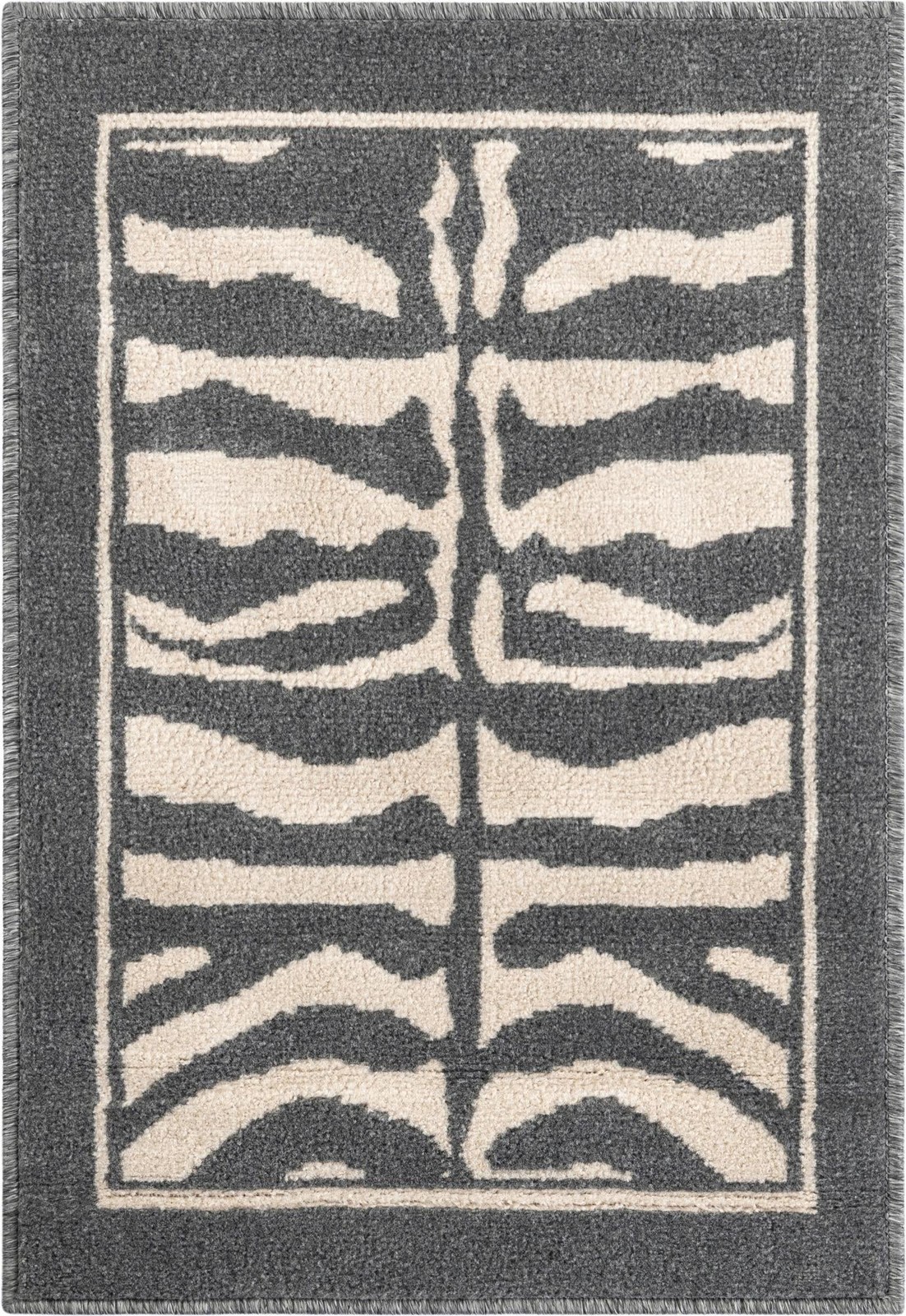 2' x 3' Oldfield · Border rug, gray and ivory