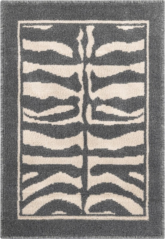 2' x 3' Oldfield · Border rug, gray and ivory