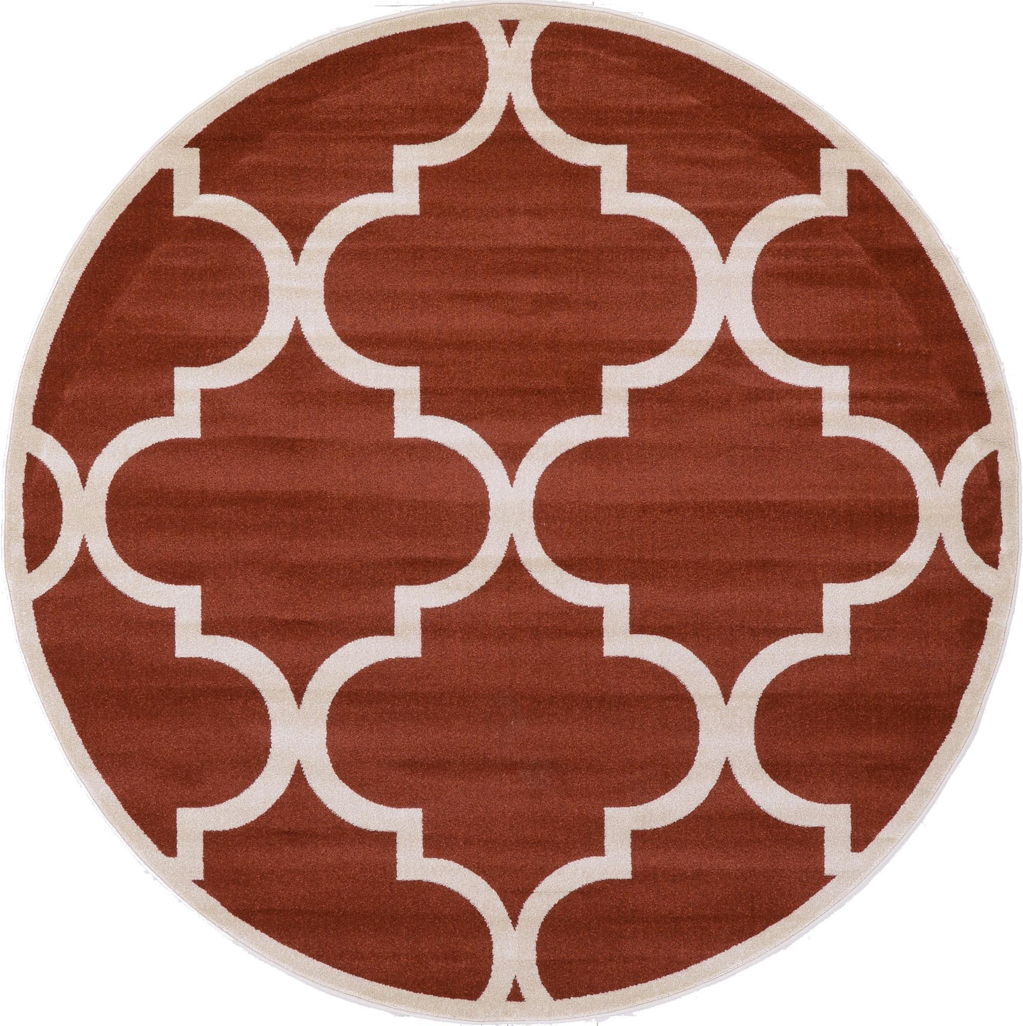 8' x 8' Audley · Trellis rug, rust red and beige