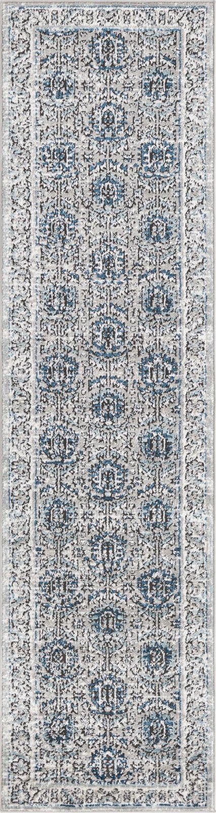 2' x 8' Bozeman · Tribal medallion rug, gray and blue