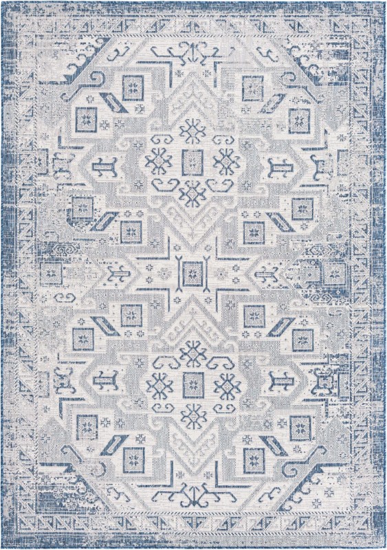 7' x 10' Estuary · Border Outdoor Rug, blue