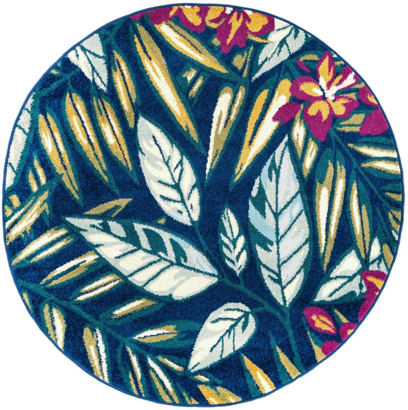 5' 3 x 5' 3 Shoal · Border rug, navy