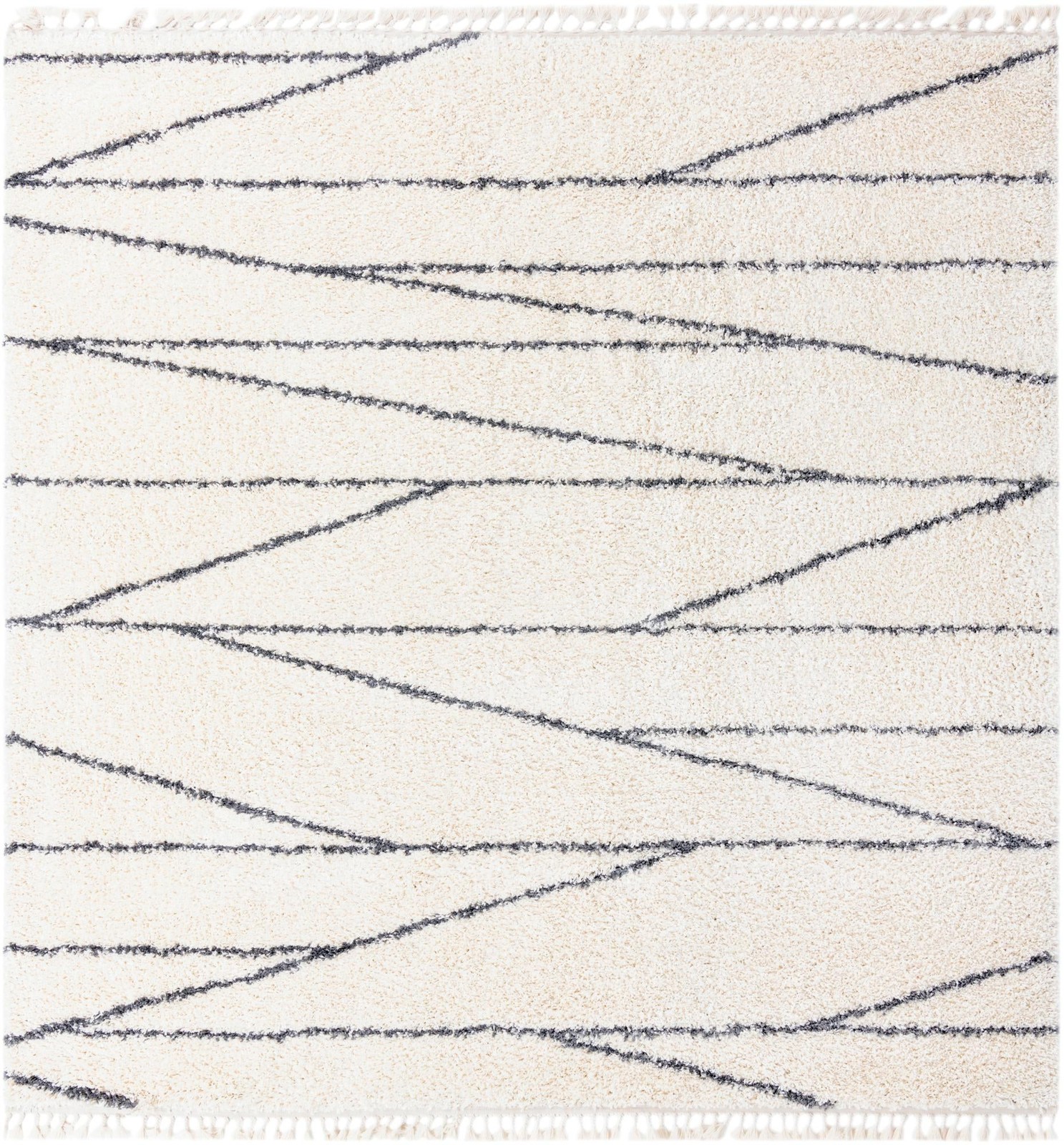 10' x 10' Edenton · Linear shag rug, white and gray