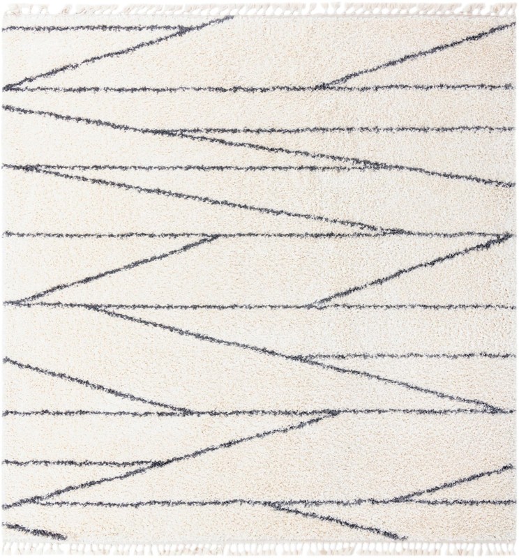 10' x 10' Edenton · Linear shag rug, white and gray