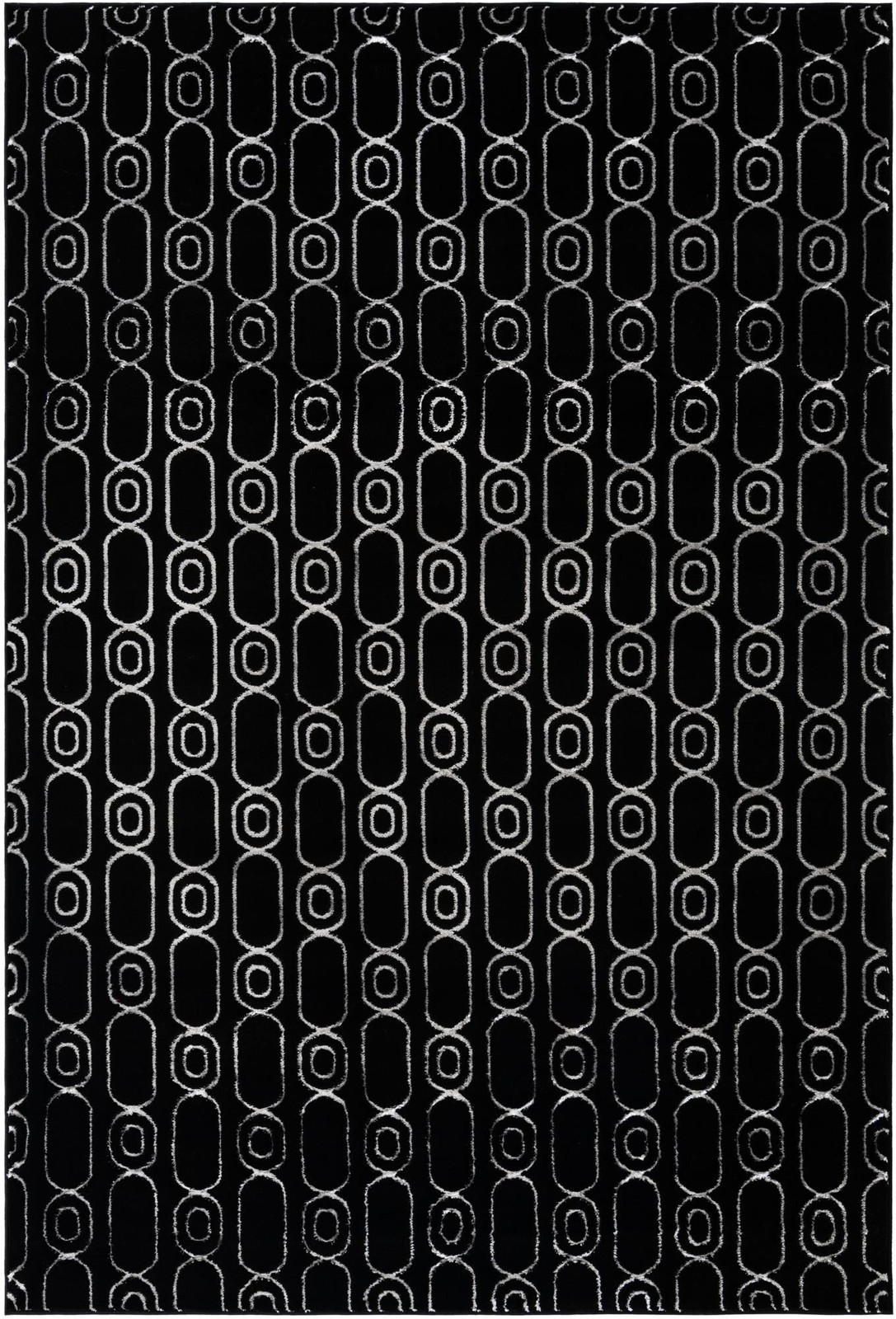 6' x 9' Renwick · Geometric rug, black and silver