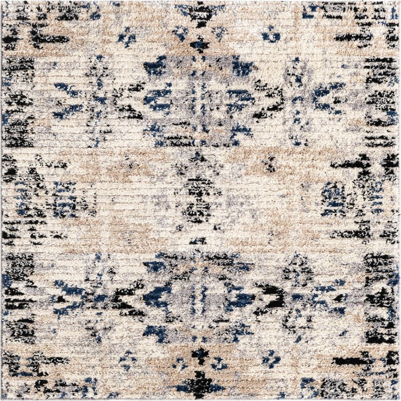 Littleton · Tribal medallion rug, ivory and blue