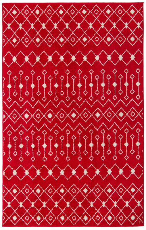 5' 3 x 8' Boswell · Geometric trellis rug, burgundy and ivory