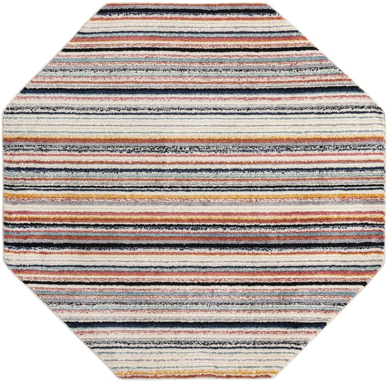 7' 10 x 7' 10 Agnes · Striped rug, ivory