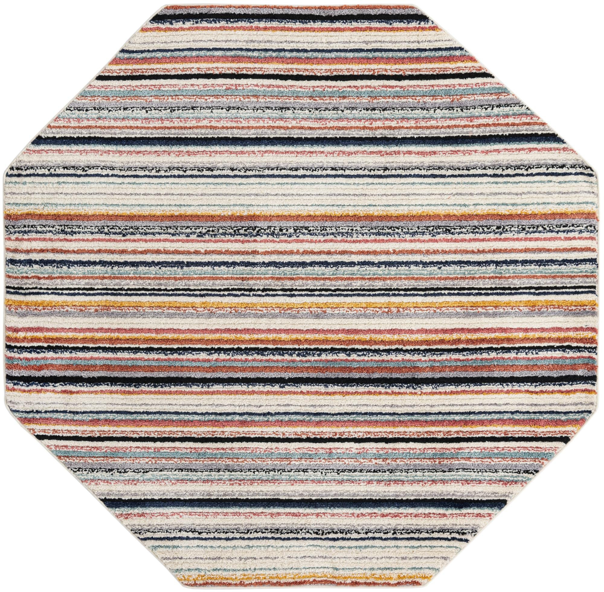 7' 10 x 7' 10 Agnes · Striped rug, ivory