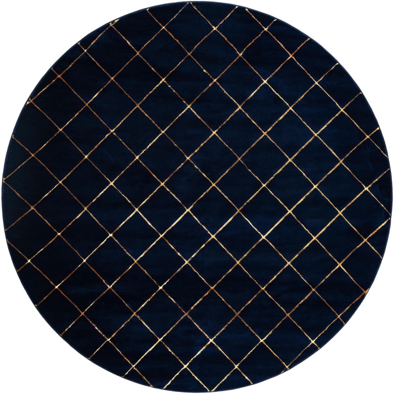 10' x 10' Gilchrist · Diamond rug, navy blue and gold