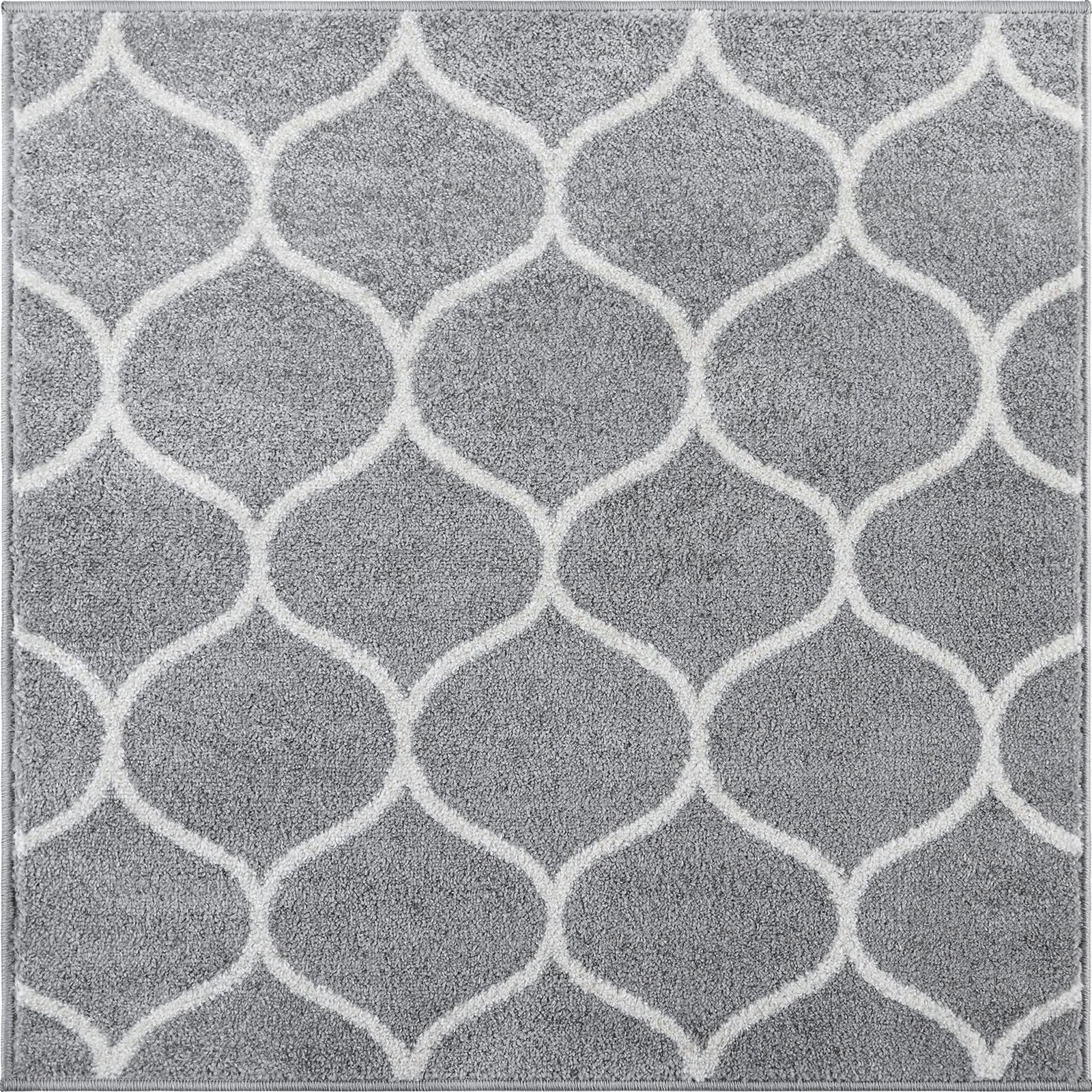 3' x 3' Ingram · Lattice rug, gray and ivory