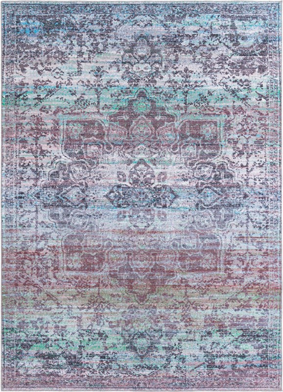 10' 6 x 14' Rideout · Distressed medallion Washable Rug, blue and purple