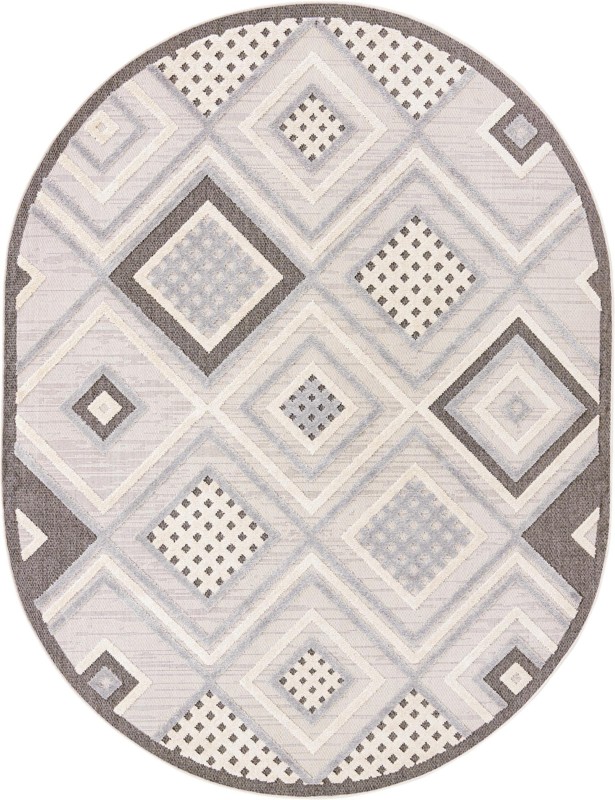 7' 10 x 10' Crowley · Diamond geometric rug, beige and gray