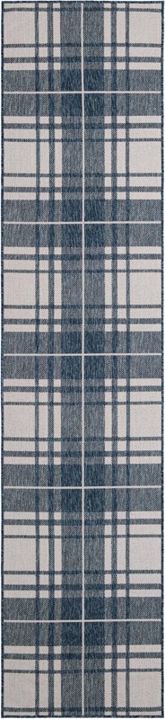 Maguire · Plaid Outdoor Rug, blue