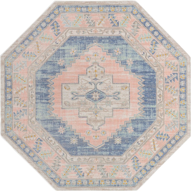 7' x 7' Ligonier · Border rug, french blue