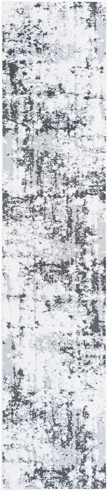 2' 7 x 12' Coxwell · Abstract rug, black, gray and ivory