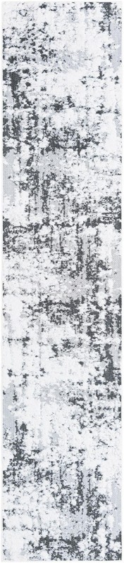 2' 7 x 12' Coxwell · Abstract rug, black, gray and ivory