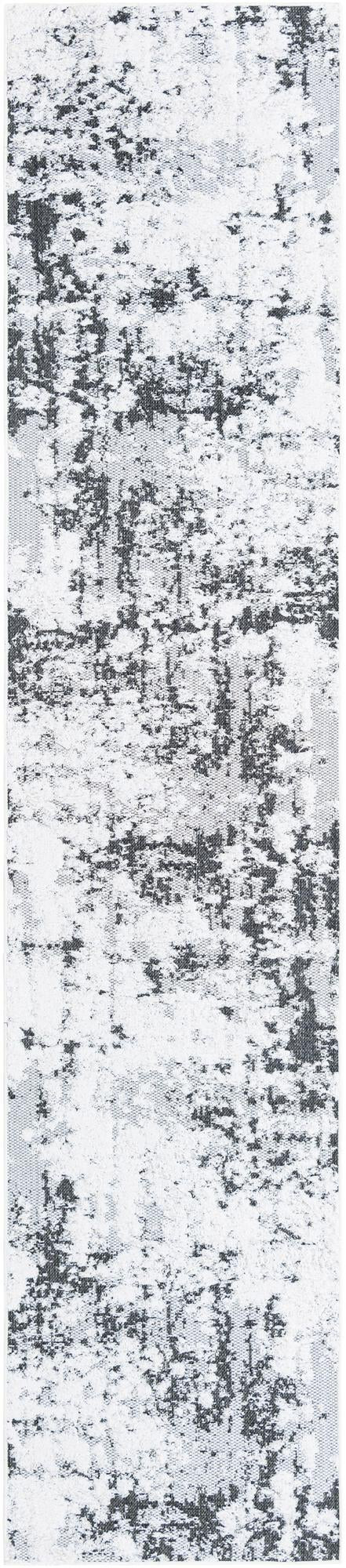 2' 7 x 12' Coxwell · Abstract rug, black, gray and ivory