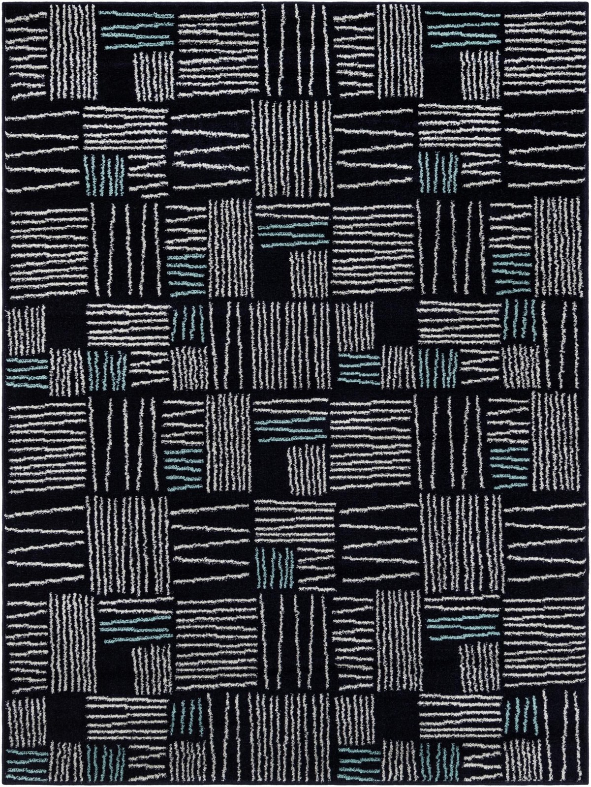 5' 3 x 7' Snowberry · Abstract rug, navy blue