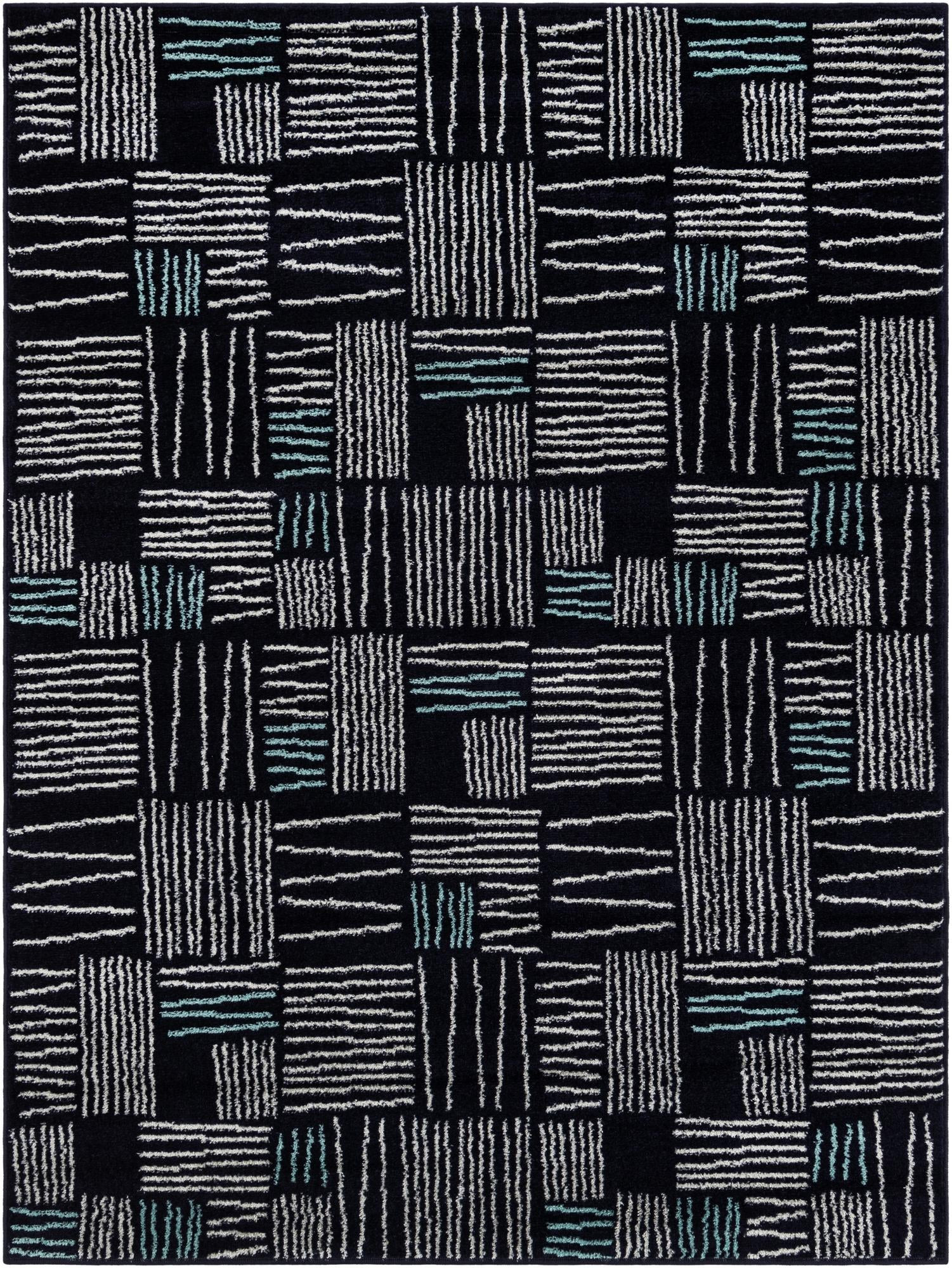 5' 3 x 7' Snowberry · Abstract rug, navy blue
