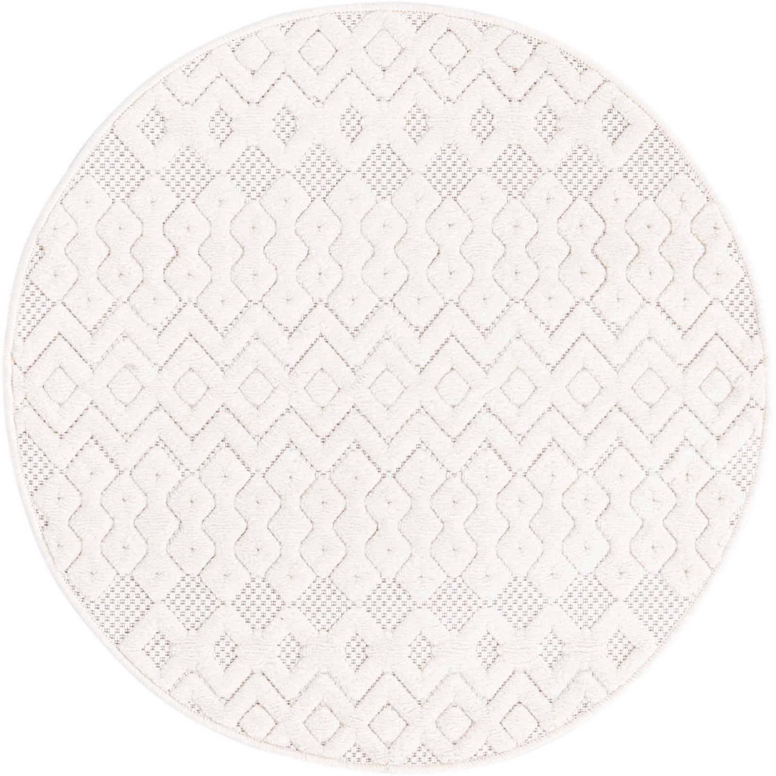 3' x 3' Creed · Diamond Outdoor Rug, ivory