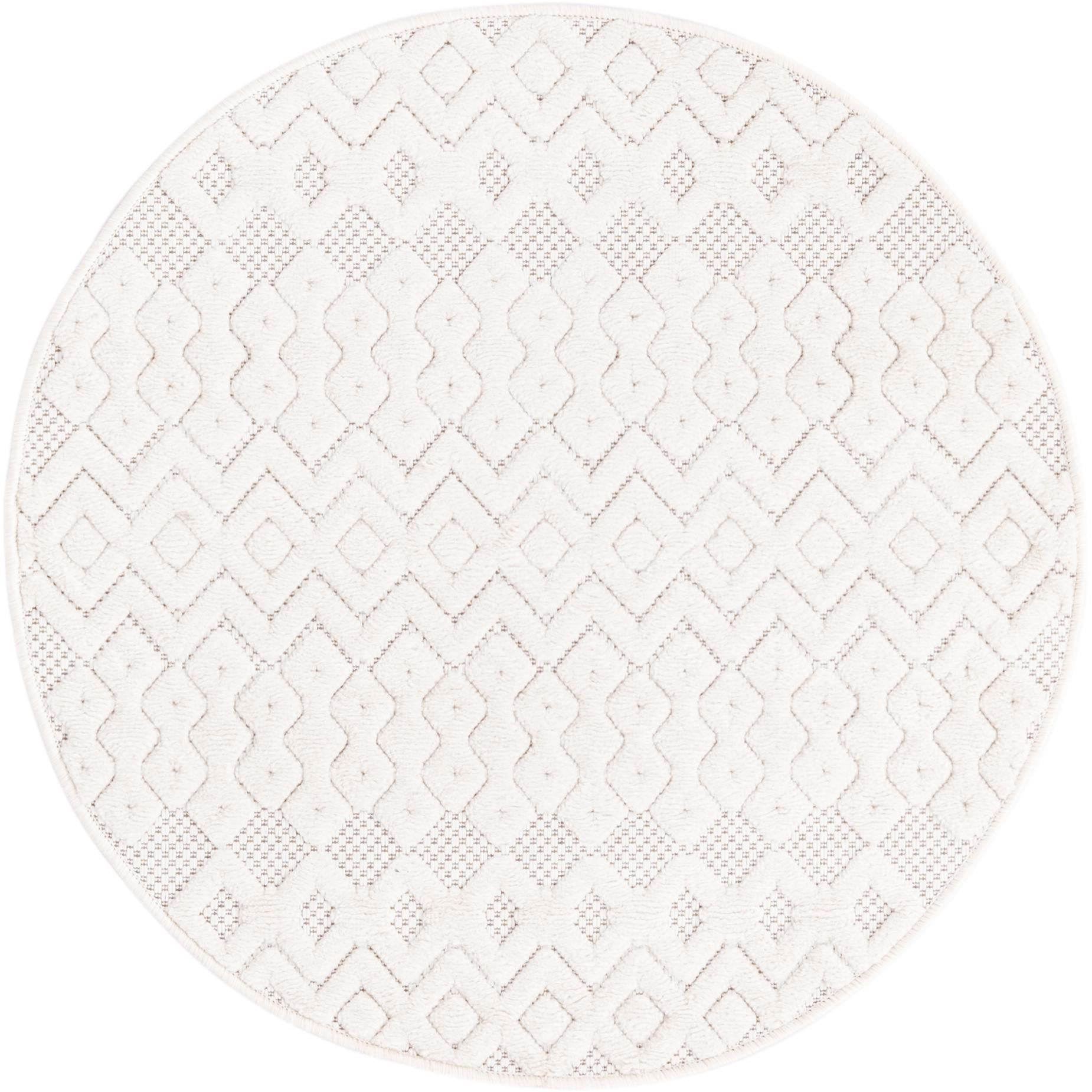 3' x 3' Creed · Diamond Outdoor Rug, ivory