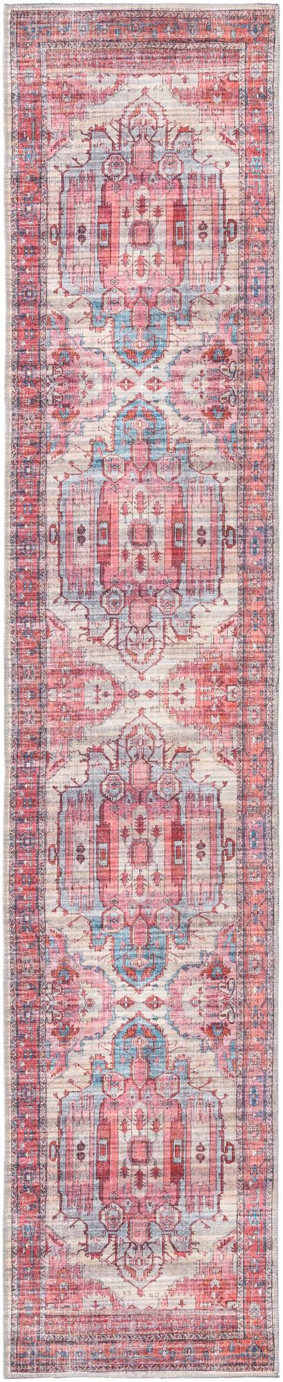 2' 7 x 13' Luther · Medallion Washable Rug, red and blue