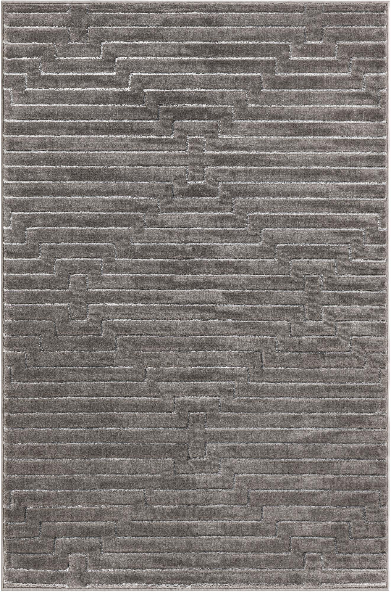 4' x 6' Cottonwood · Geometric rug, gray and silver