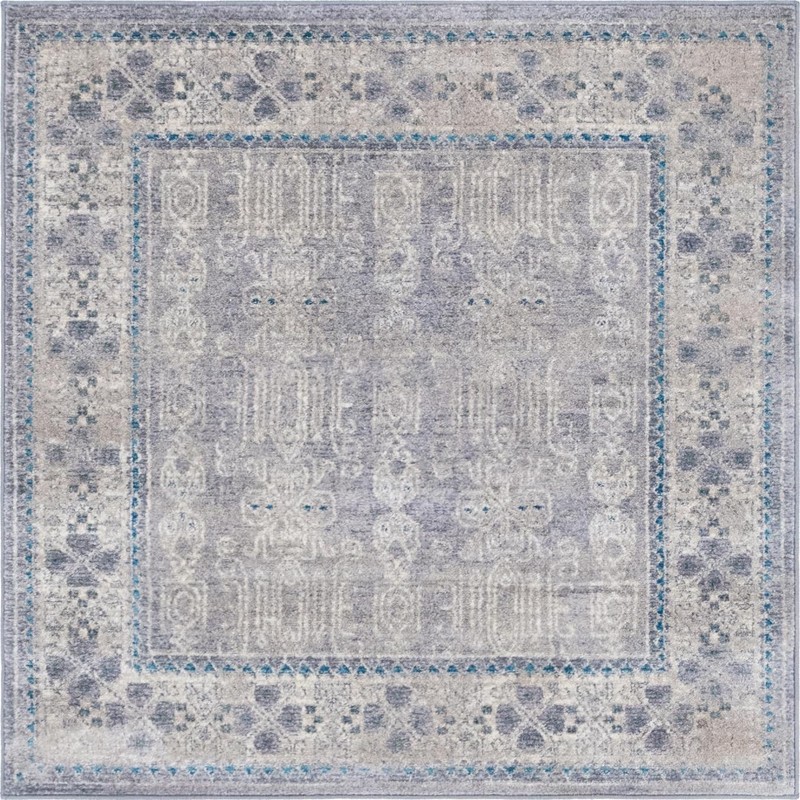 Esmond · Border rug, gray, ivory and blue