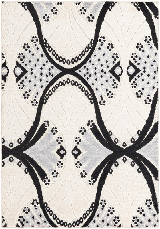 5' 3 x 7' 7 Easton · Geometric Outdoor Rug, ivory and black