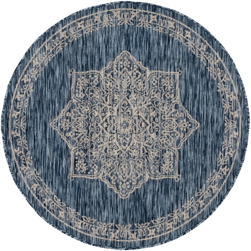 4' x 4' Rhys · Border Outdoor Rug, blue