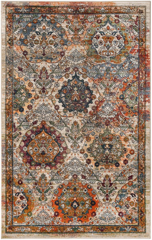 Kirby · Medallion rug, multi and orange