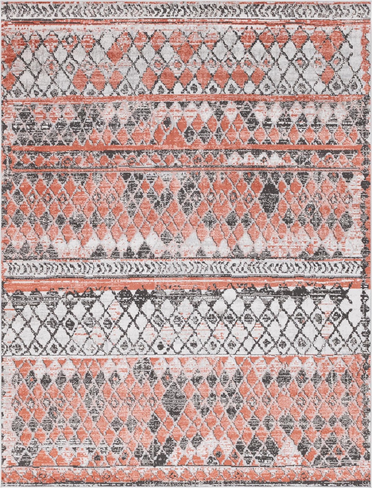 9' x 12' 2 Collier · Diamond rug, salmon