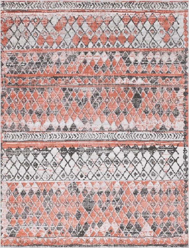 9' x 12' 2 Collier · Diamond rug, salmon