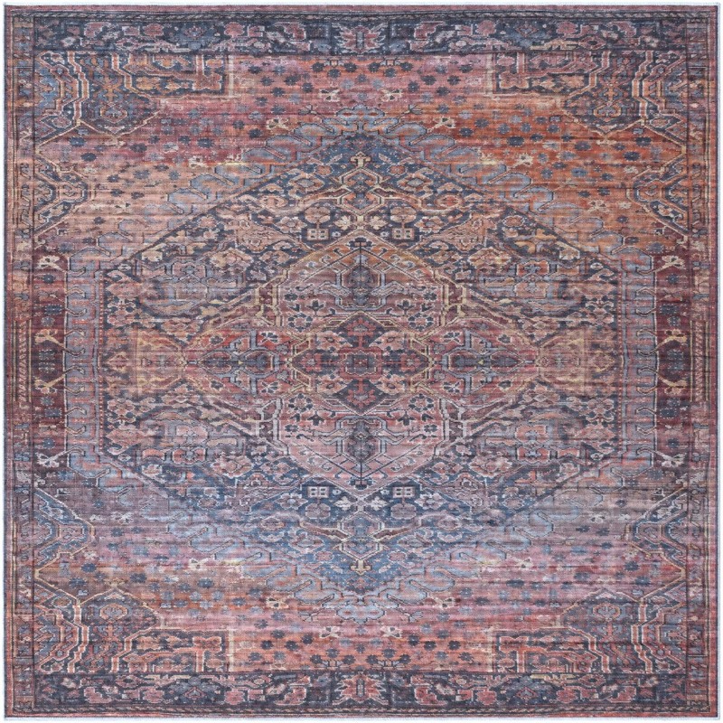 6' x 6' Croft · Persian rug, antique pink and blue