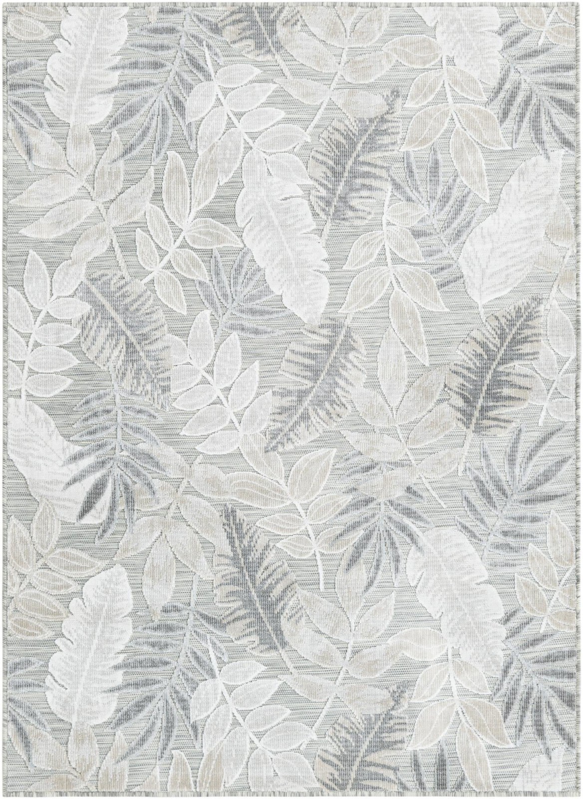 4' 5 x 6' Quimby · Botanical Outdoor Rug, gray and ivory