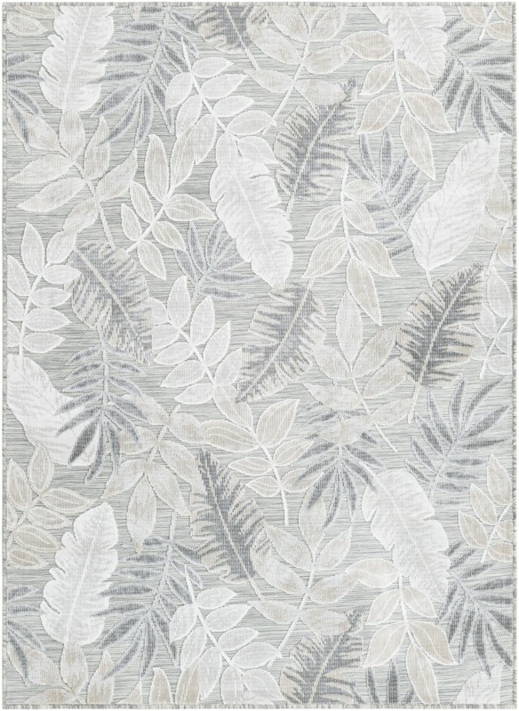 Quimby · Botanical Outdoor Rug, gray and ivory