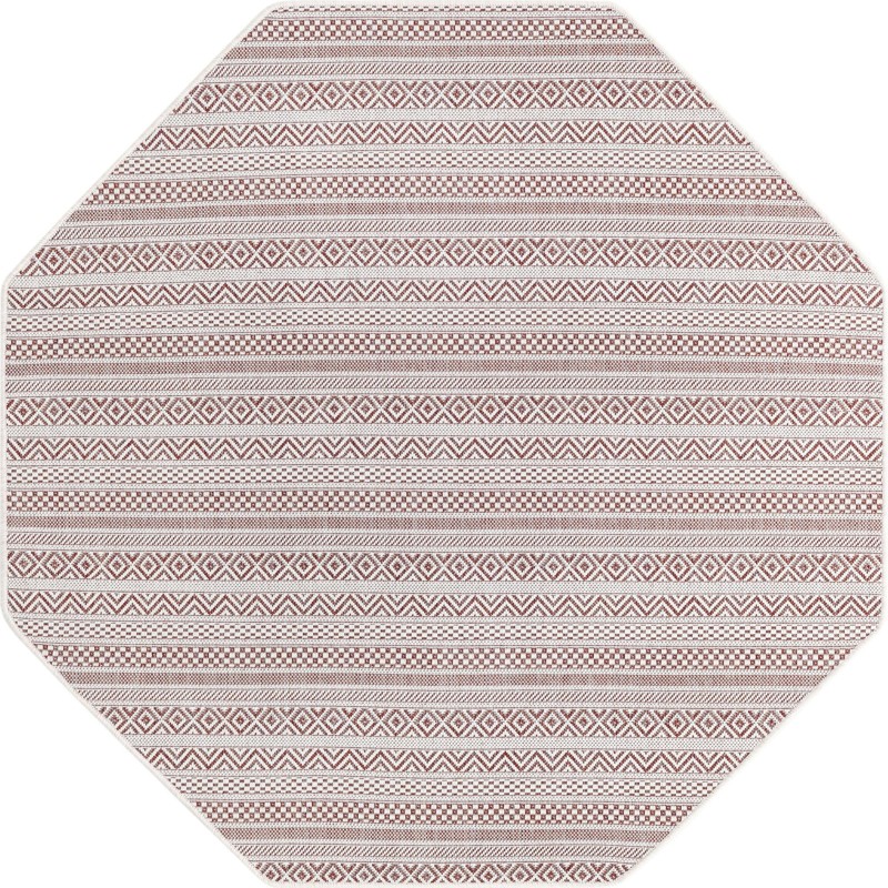 5' 3 x 5' 3 Merlin · Geometric Outdoor Rug, red