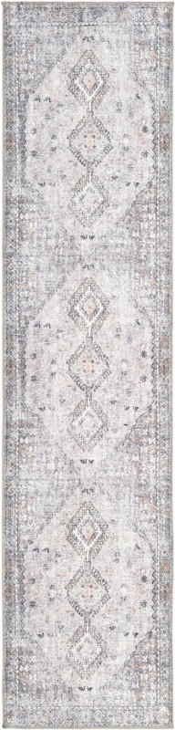 Hodges · Diamond medallion Washable Rug, ivory and gray