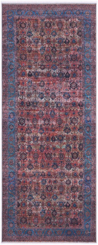 2' x 5' Croft · Persian rug, antique pink and blue