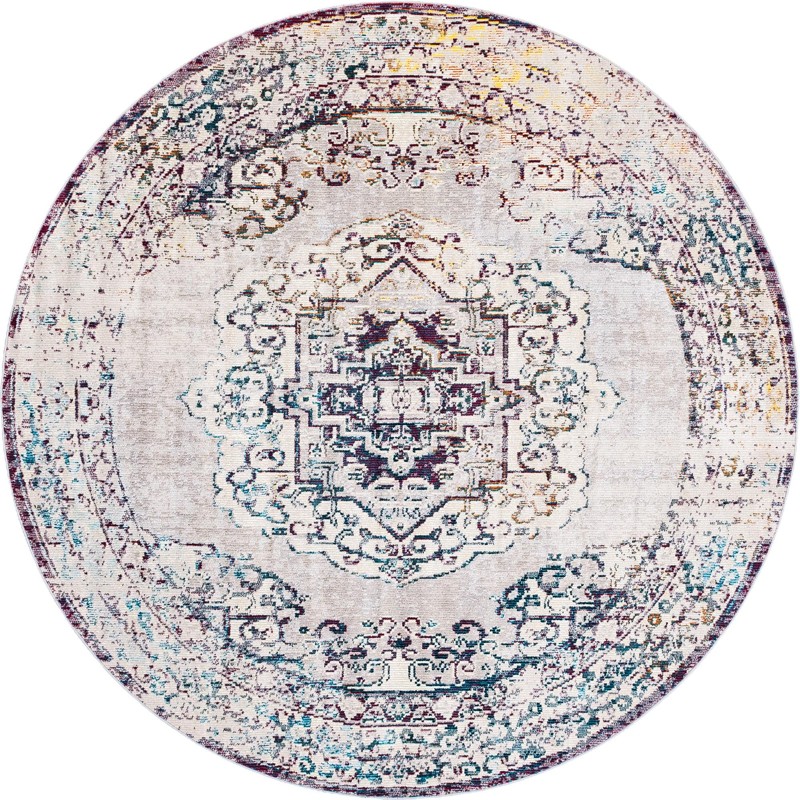 7' x 7' Wilkins · Medallion rug, gray