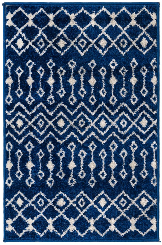 2' x 3' Boswell · Geometric trellis rug, navy and ivory