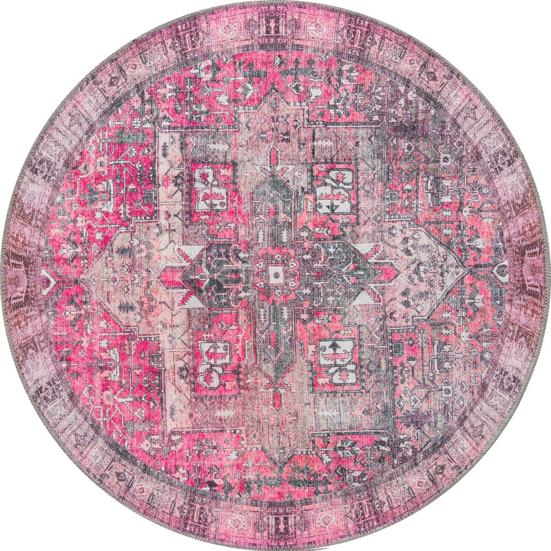 Clive · Border Washable Rug, pink