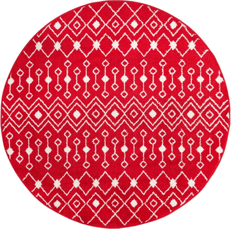 5' 3 x 5' 3 Boswell · Geometric trellis rug, burgundy and ivory