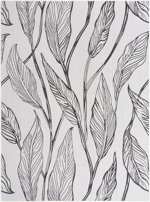 9' x 12' Milton · Floral / botanical Outdoor Rug, charcoal ivory