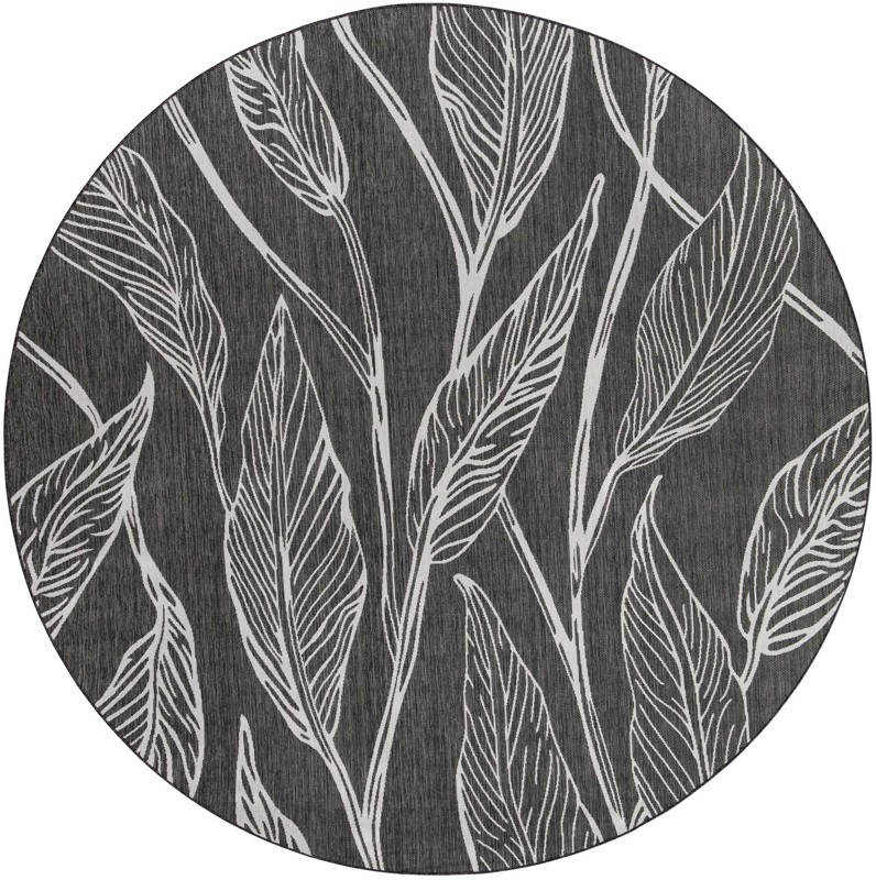 10' 8 x 10' 8 Milton · Botanical Outdoor Rug, charcoal and ivory