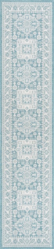 2' 7 x 12' Bellamy · Border Outdoor Rug, aqua
