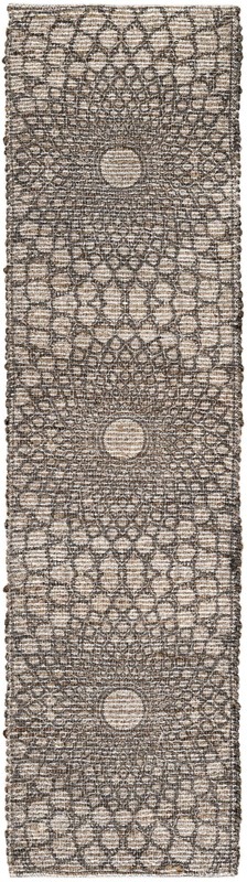 2' 2 x 8' Harriet · Medallion rug, charcoal and ivory